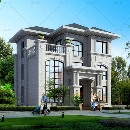 c307c欧式三层带健身房精装修乡下农村自建房别墅设计图纸