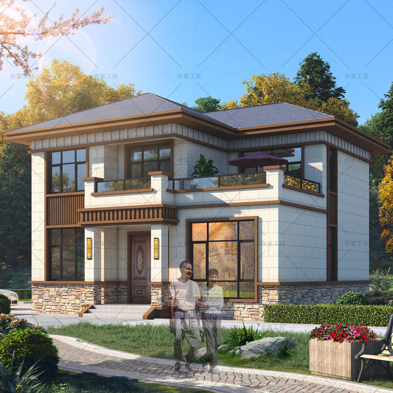 c204a新中式二层带堂屋乡下农村自建房别墅设计图纸